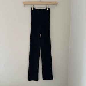 Giu Giu Nonna Ribbed Knit Flat Front Pants Straight Leg Minimalist Black Sz XS